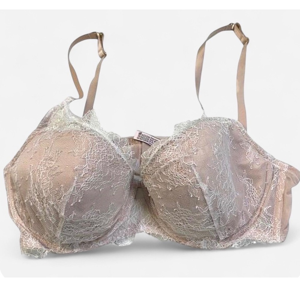 Victorias Secret Coquette Romantic 38D Nude Eyelash Lace Plunge Underwire Bra